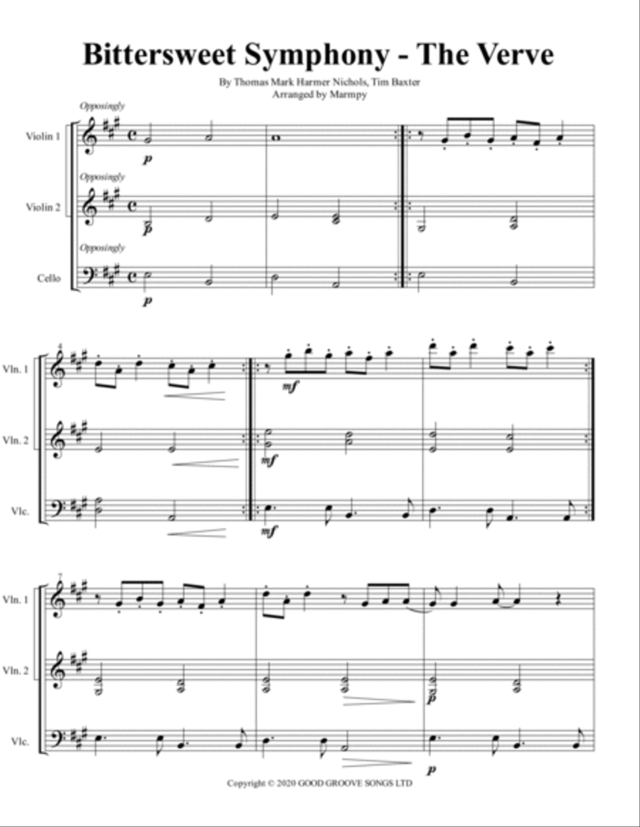 Bittersweet Symphony String Trio scores gallery preview page 5