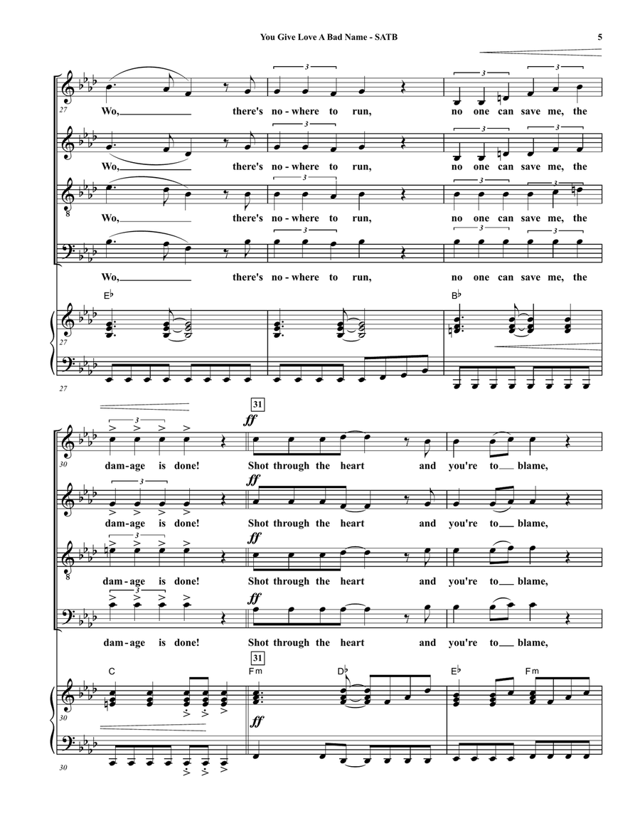 You Give Love A Bad Name 4-Part scores gallery preview page 5