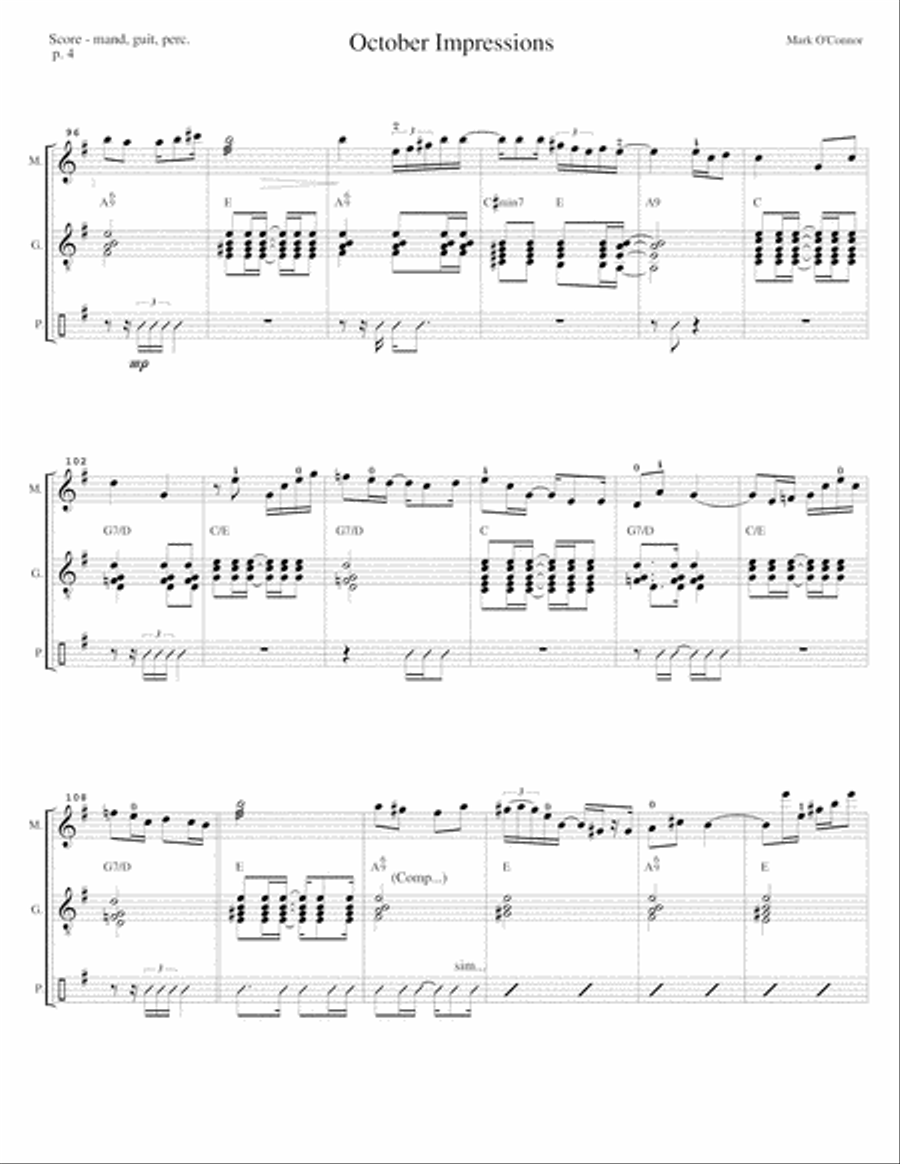 October Impressions (score – mandolin, guitar, percussion) Small Ensemble scores gallery preview page 6