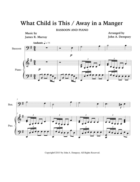 Christmas Medley (What Child is This / Away in a Manger): Bassoon and Piano image number null