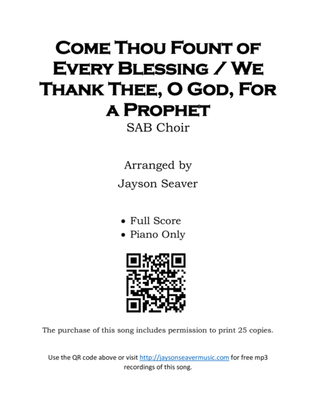 Book cover for Come Thou Fount of Every Blessing / We Thank Thee, O God, For A Prophet