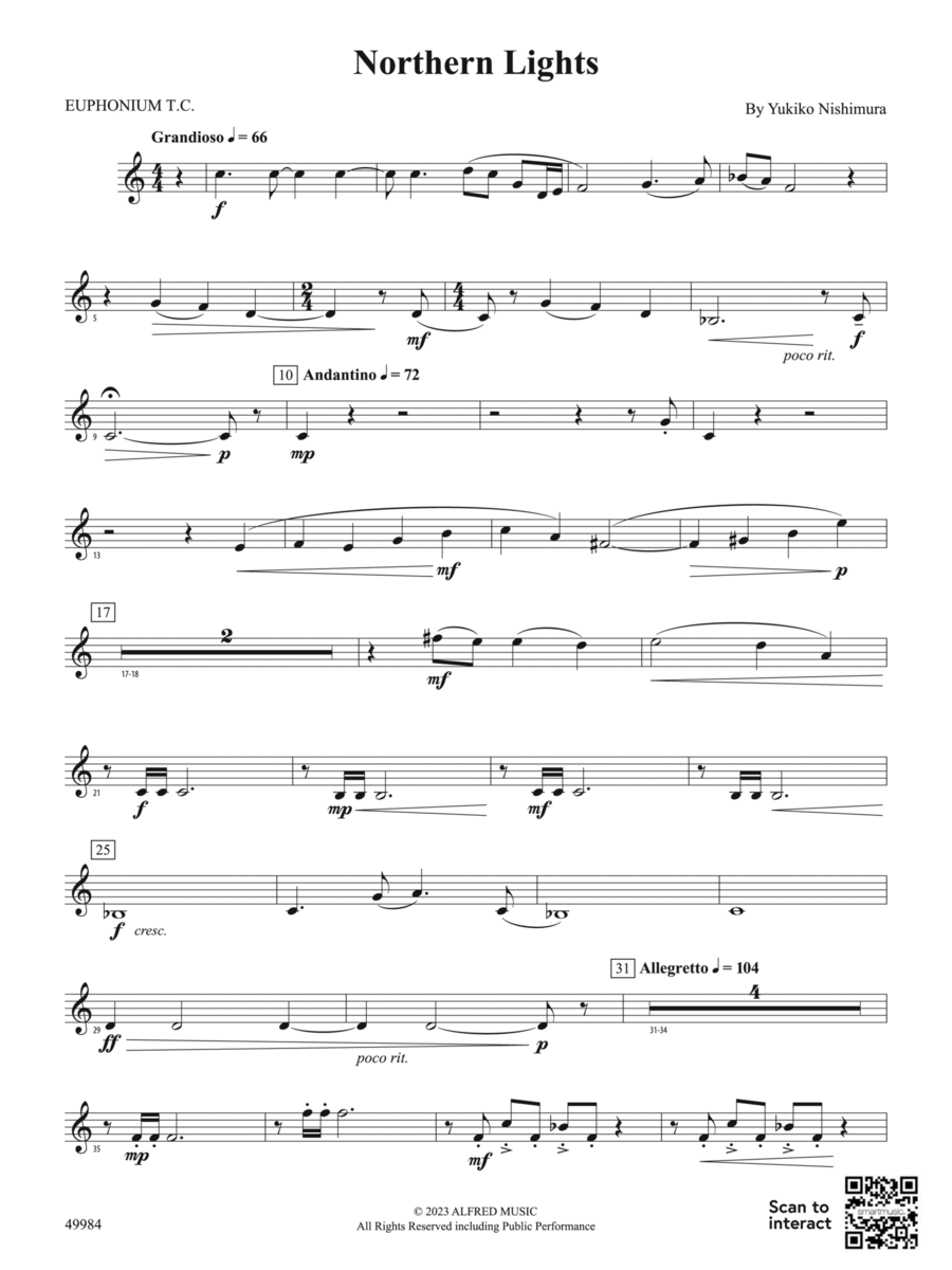 Northern Lights: Baritone T.C. Concert Band scores gallery preview page 1