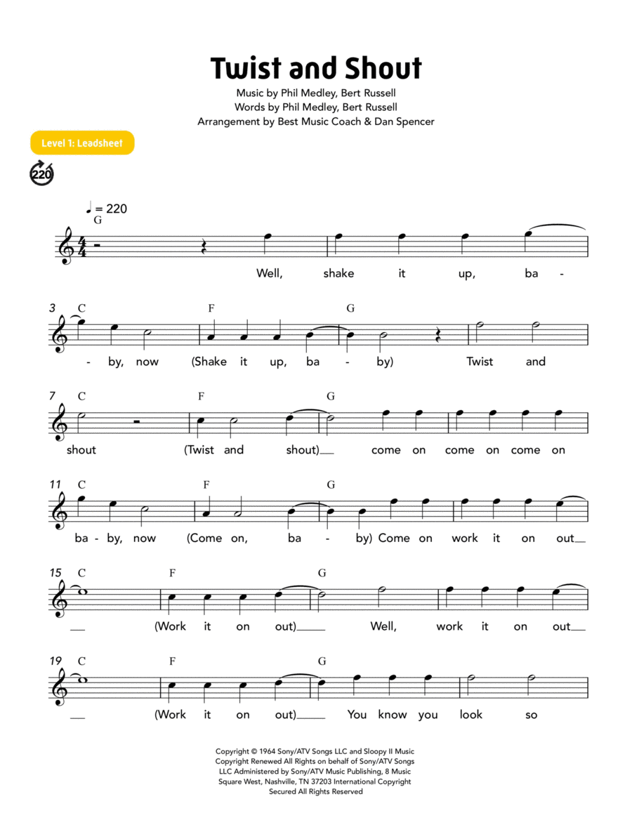 Twist And Shout Easy Piano scores gallery preview page 1