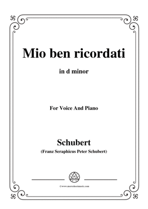 Book cover for Schubert-Mio ben ricordati,in d minor,for Voice&Piano
