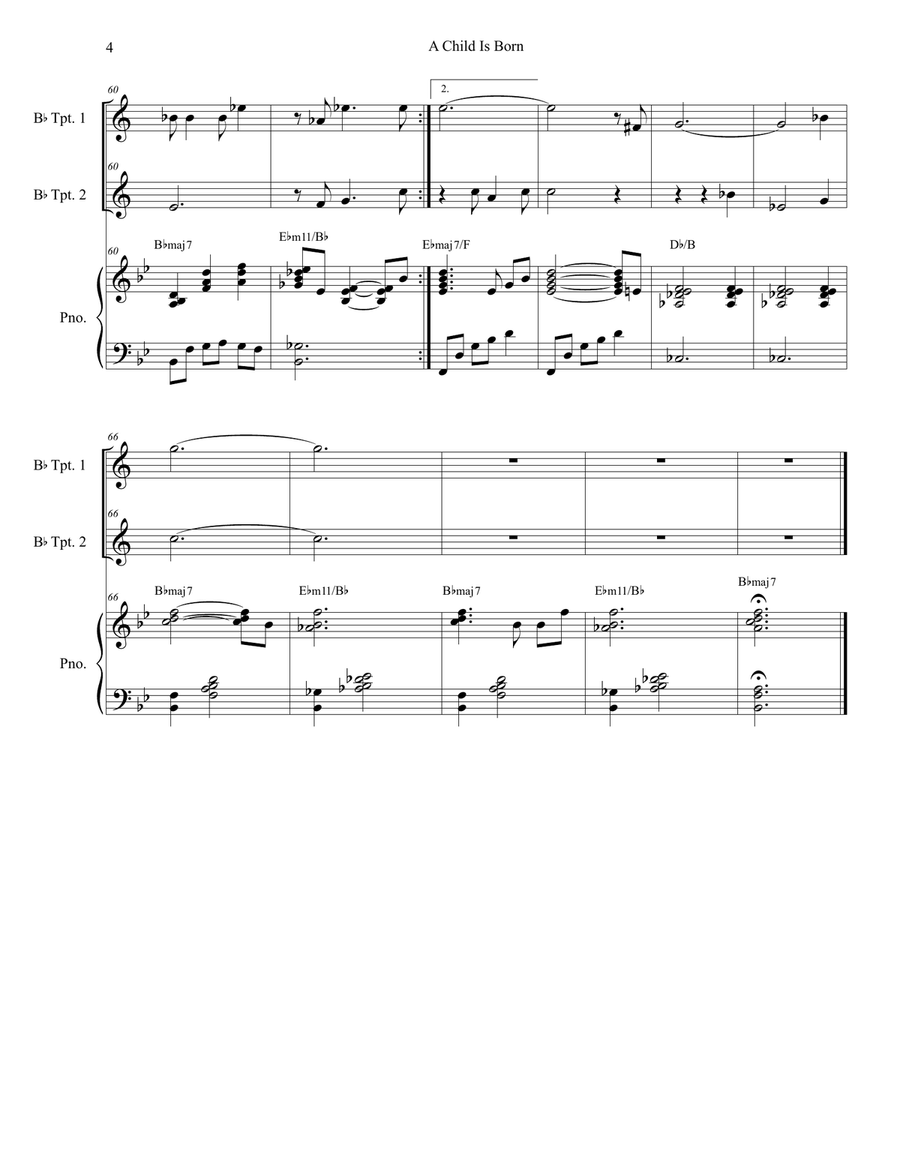 A Child Is Born Trumpet Duet scores gallery preview page 4