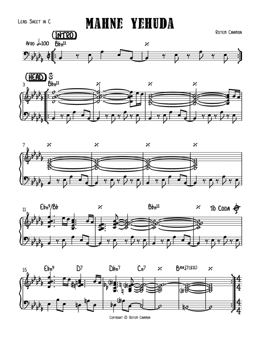 Mahne Yehuda Jazz Ensemble scores gallery preview page 1