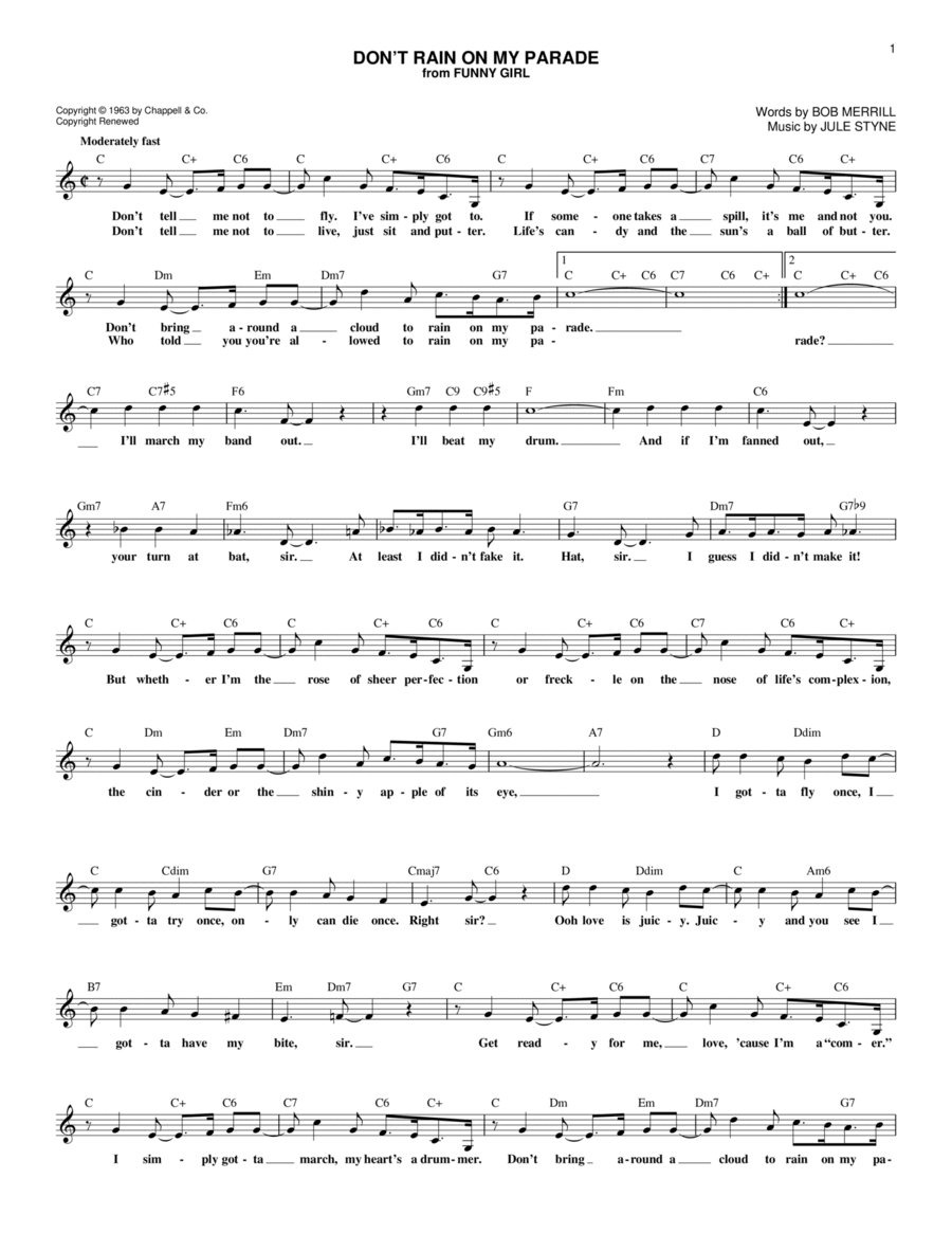 Don't Rain On My Parade Don't Rain On My Parade Piano scores gallery preview page 1