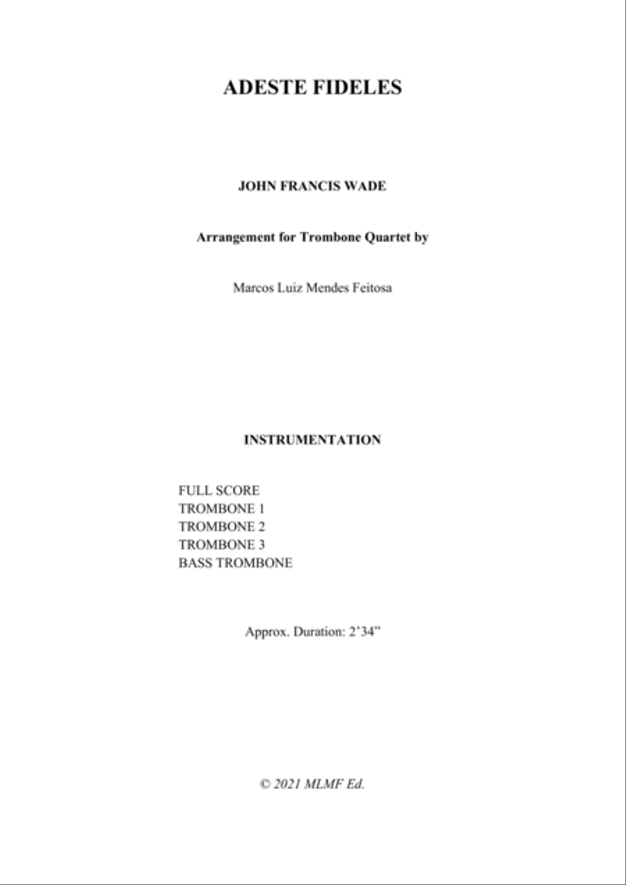 Adeste Fideles - Trombone Quartet Adeste Fideles - Trombone Quartet Trombone Quartet scores gallery preview page 2