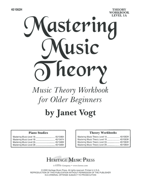 Mastering Music Theory Level 1A
