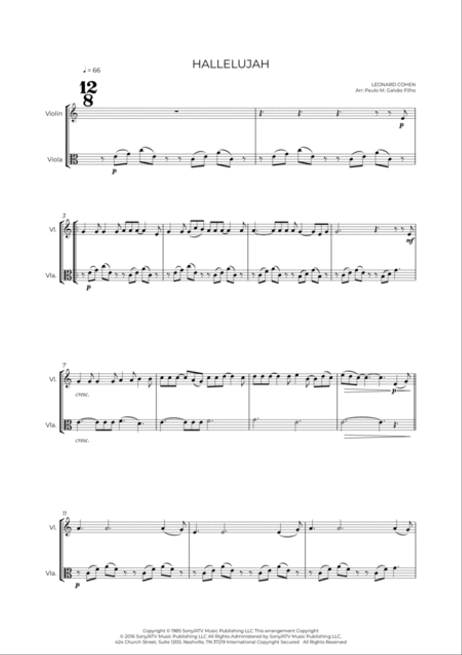 Hallelujah String Duet scores gallery preview page 2