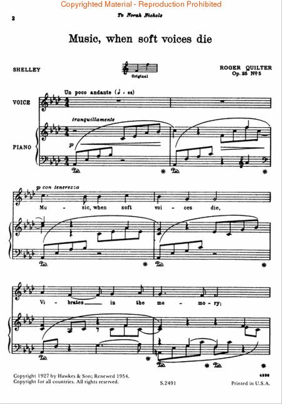 Music, When Soft Voices Die High Voice scores gallery preview page 2