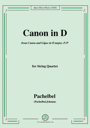 Book cover for Pachelbel-Canon in D,P.37,No.1,for String Quartet