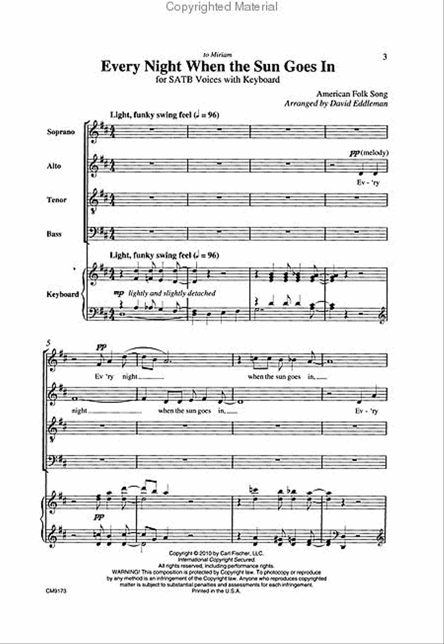Every Night When the Sun Goes In 4-Part scores gallery preview page 2
