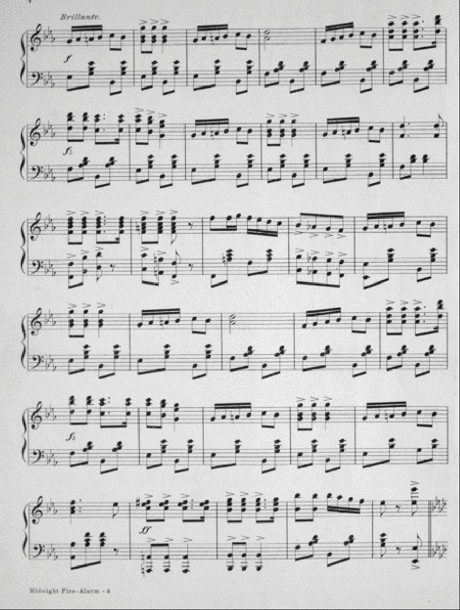 The Midnight Fire Alarm. March and Two Step Piano Solo scores gallery preview page 3