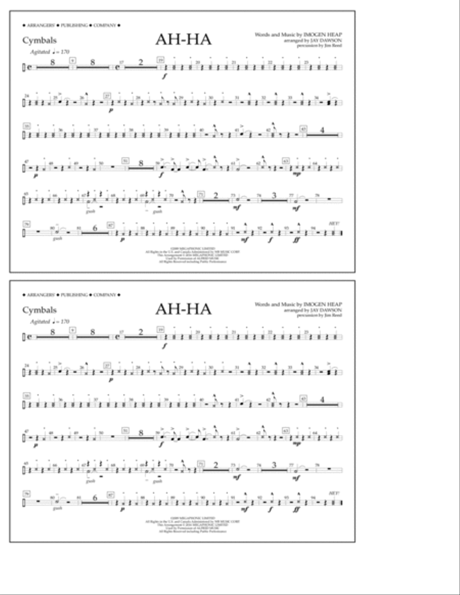 Ah-ha - Cymbals Ah-ha - Cymbals A Cappella scores gallery preview page 1