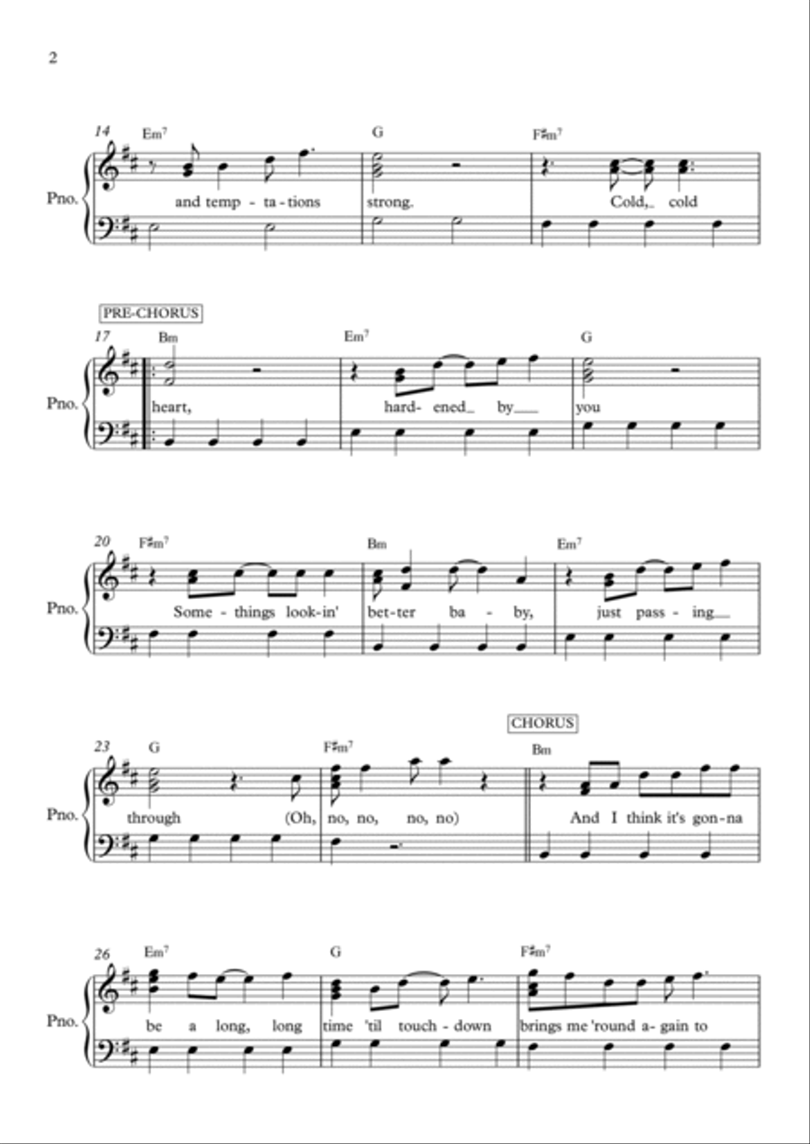 Cold Heart (pnau Remix) Easy Piano scores gallery preview page 2