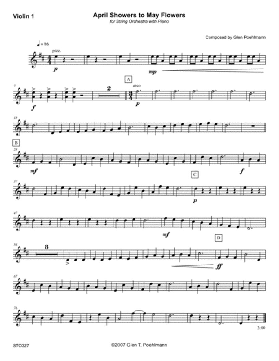 APRIL FLOWERS TO MAY SHOWERS - Elementary STRING ORCHESTRA. Original composition. Grade 1.5 String Orchestra scores gallery preview page 5