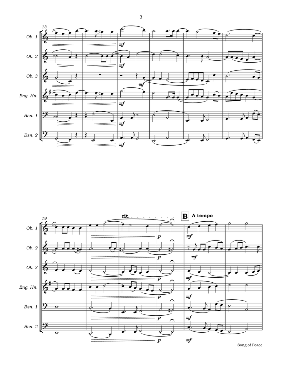 Song of Peace for Double Reed Choir Woodwind Ensemble scores gallery preview page 6