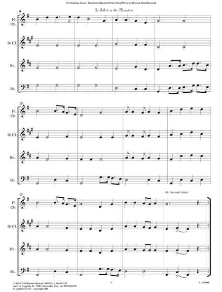 10 easy Christmas Tunes - Flex Woodwind Quartet (score) image number null