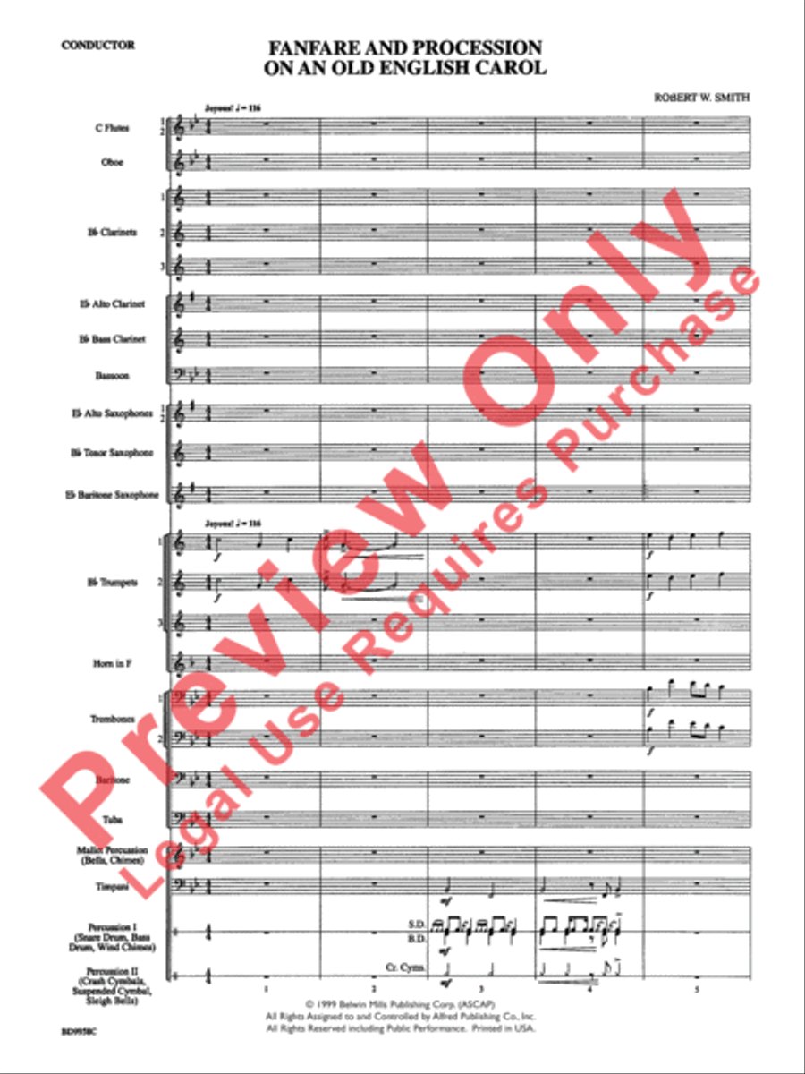 Fanfare and Processional on an Old English Carol Concert Band scores gallery preview page 3
