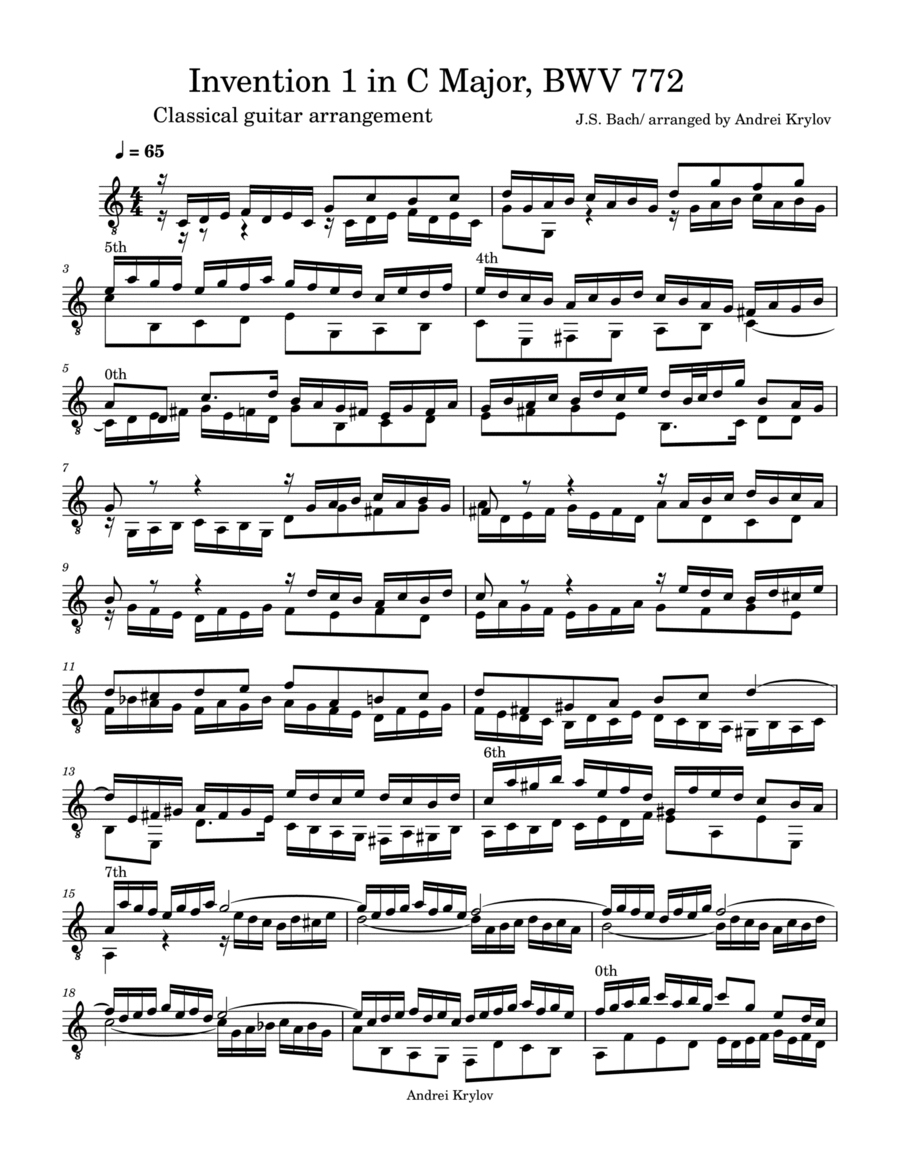 Invention 1 in C Major, BWV 772 Chamber Music scores gallery preview page 1