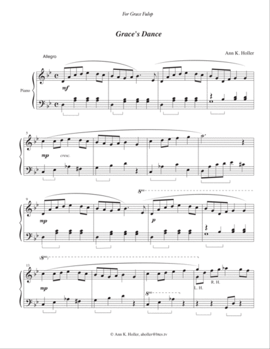Grace's Dance Piano Solo scores gallery preview page 1
