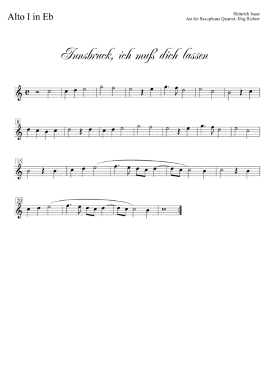 Innsbruck ich muss dich lassen for Saxophone Quartet Saxophone Quartet scores gallery preview page 3