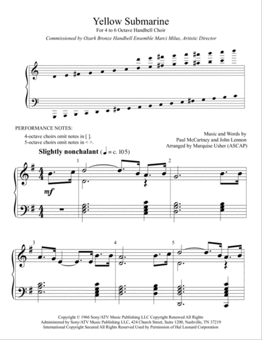 Yellow Submarine Handbell Choir scores gallery preview page 1