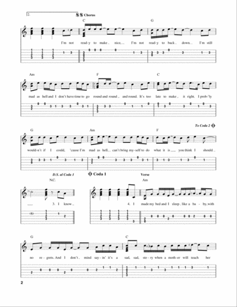 Not Ready To Make Nice Acoustic Guitar scores gallery preview page 2
