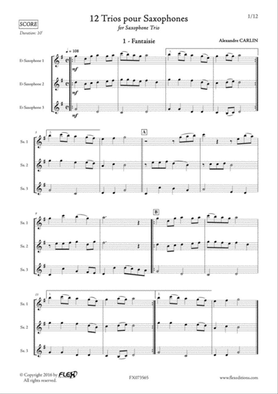 12 Saxophone Trio 12 Saxophone Trio Woodwind Trio scores gallery preview page 2