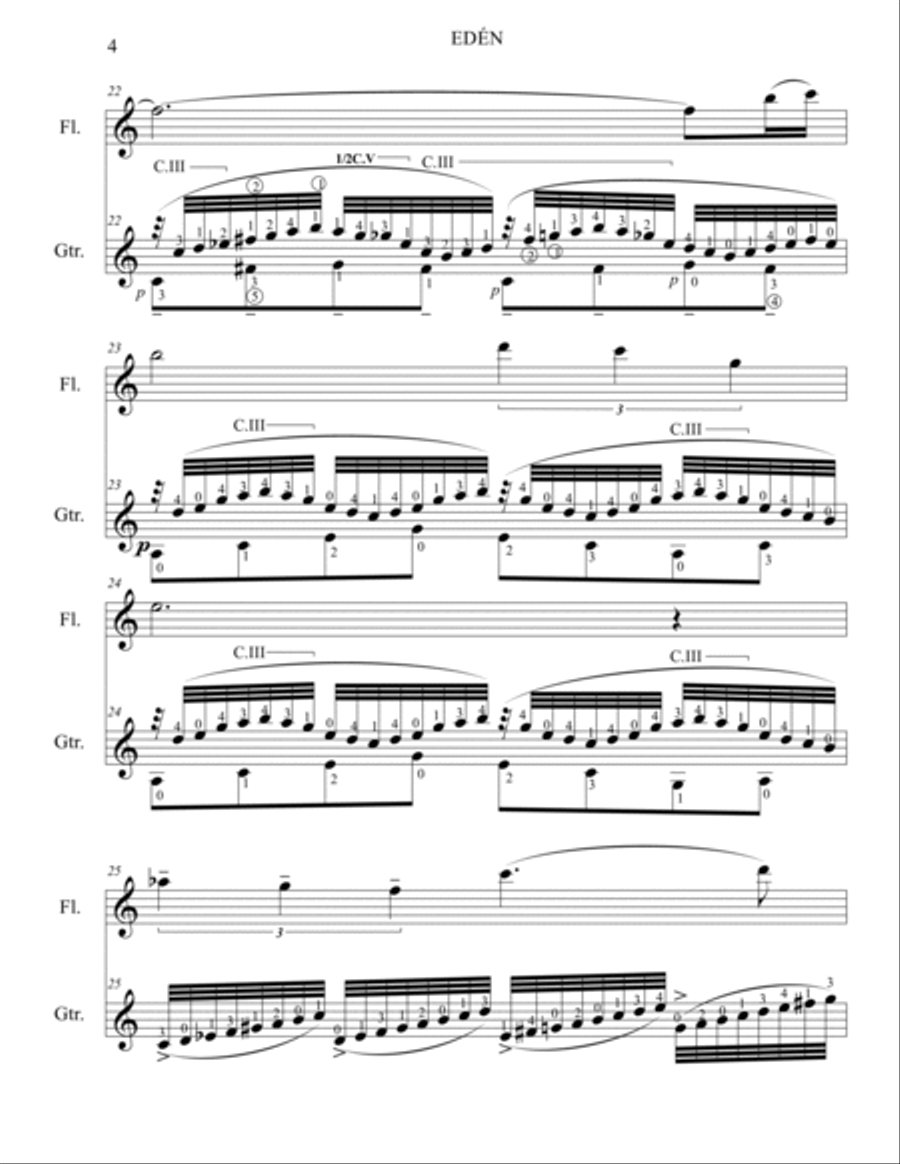 Edén" Op. 1 (exotic fantasy) for flute and guitar version image number null