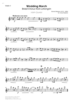Wedding March (Bridal Chorus) - Violin Quartet (Individual Parts)
