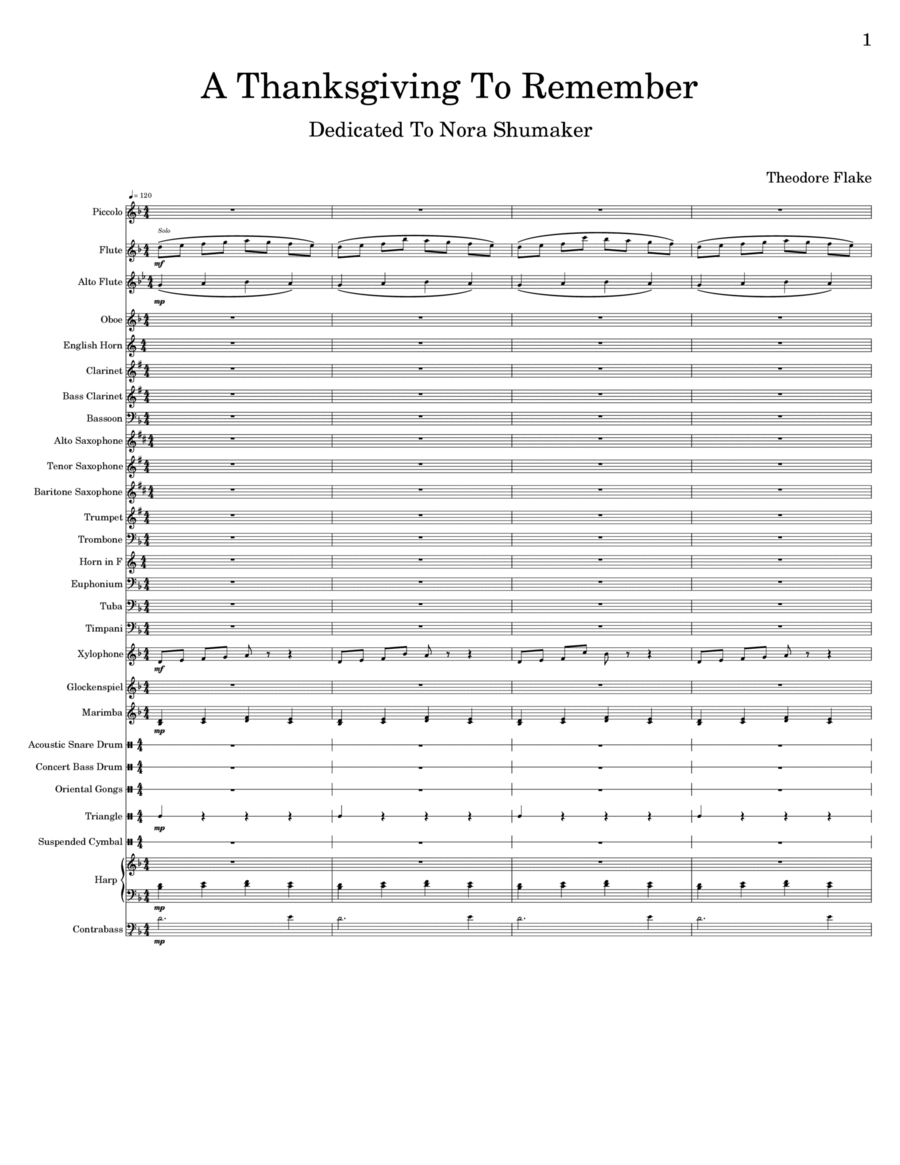 A Thanksgiving To Remember Concert Band scores gallery preview page 1