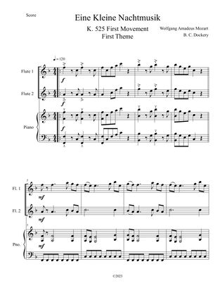 Eine Kleine Nachtmusik (A Little Night Music) K. 525 Mvmt. I for Flute Duet with Piano Accompaniment
