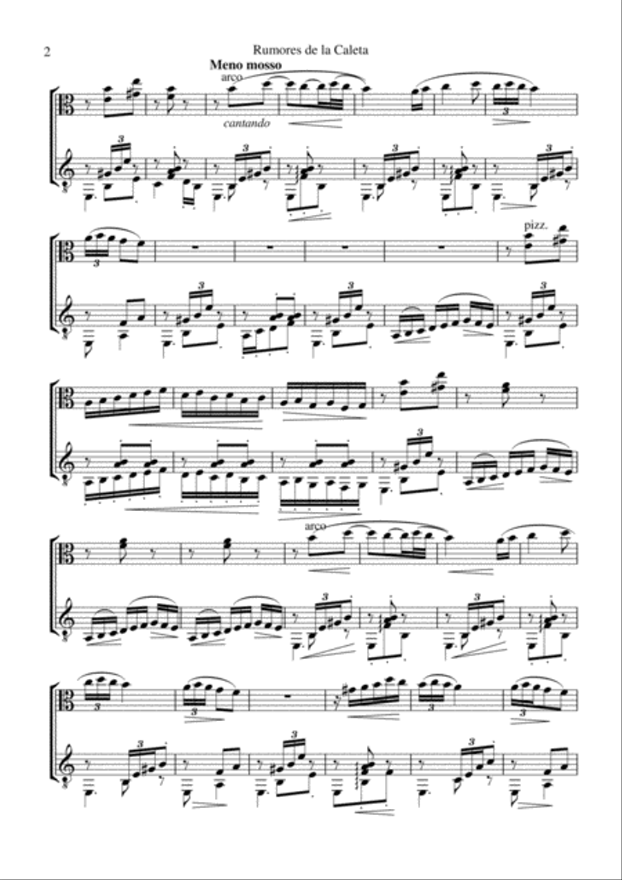 Rumores de la Caleta Op. 71 No. 6 for viola and guitar Rumores de la Caleta Op. 71 No. 6 for viola and guitar String Duet scores gallery preview page 2