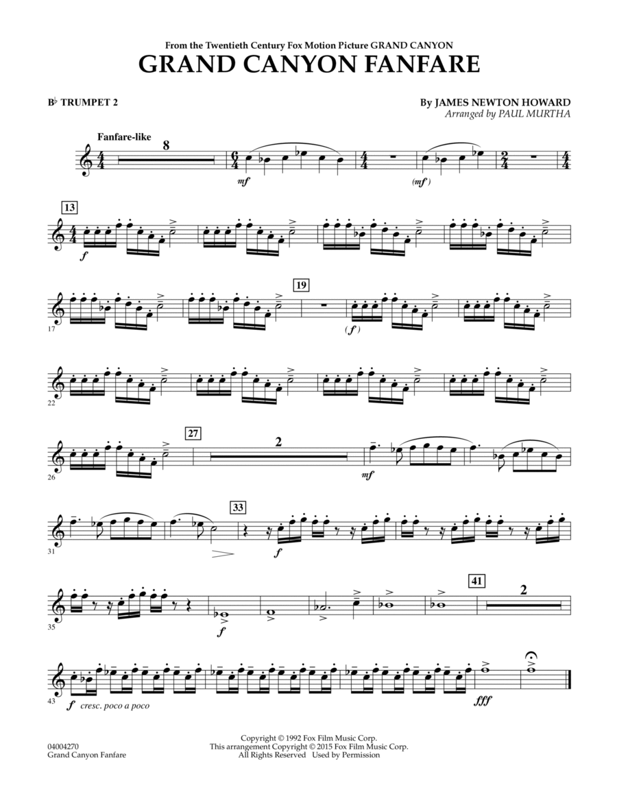 Grand Canyon Fanfare - Bb Trumpet 2 B-Flat Trumpet scores gallery preview page 1