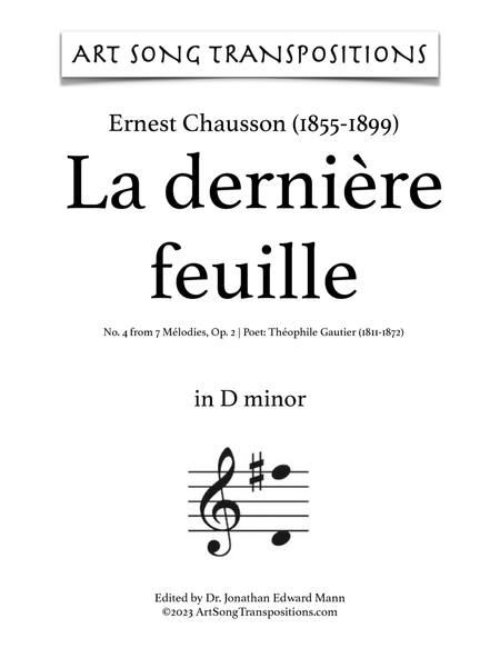 CHAUSSON: La dernière feuille, Op. 2 no. 4 (transposed to D minor)