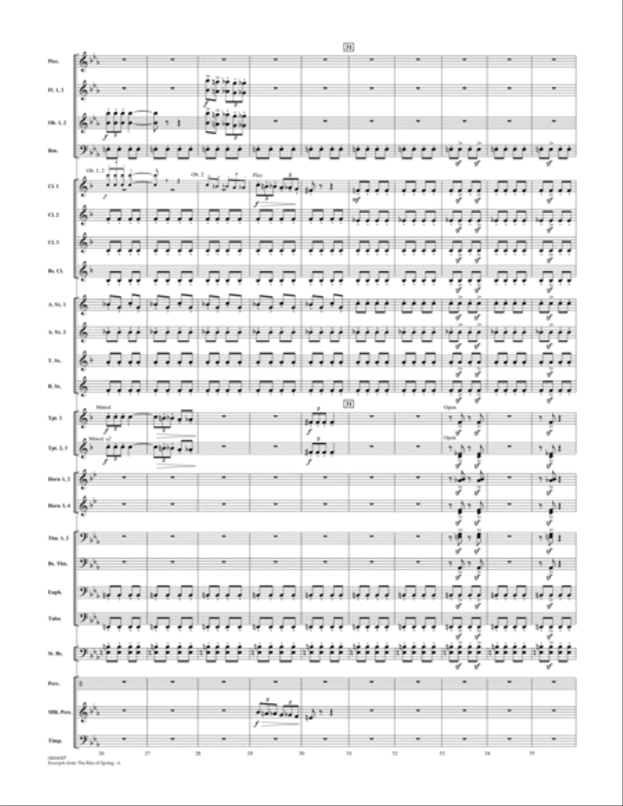 Excerpts from The Rite of Spring - Conductor Score (Full Score) Concert Band scores gallery preview page 6