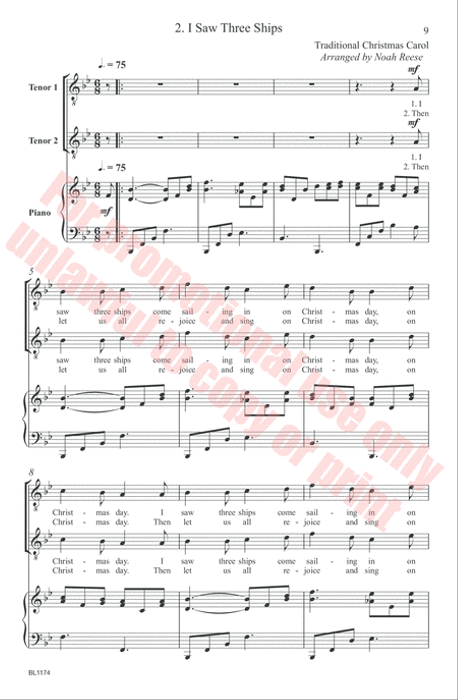 Two Holiday Carols for Emerging Tenor-Bass Choirs Choir scores gallery preview page 9