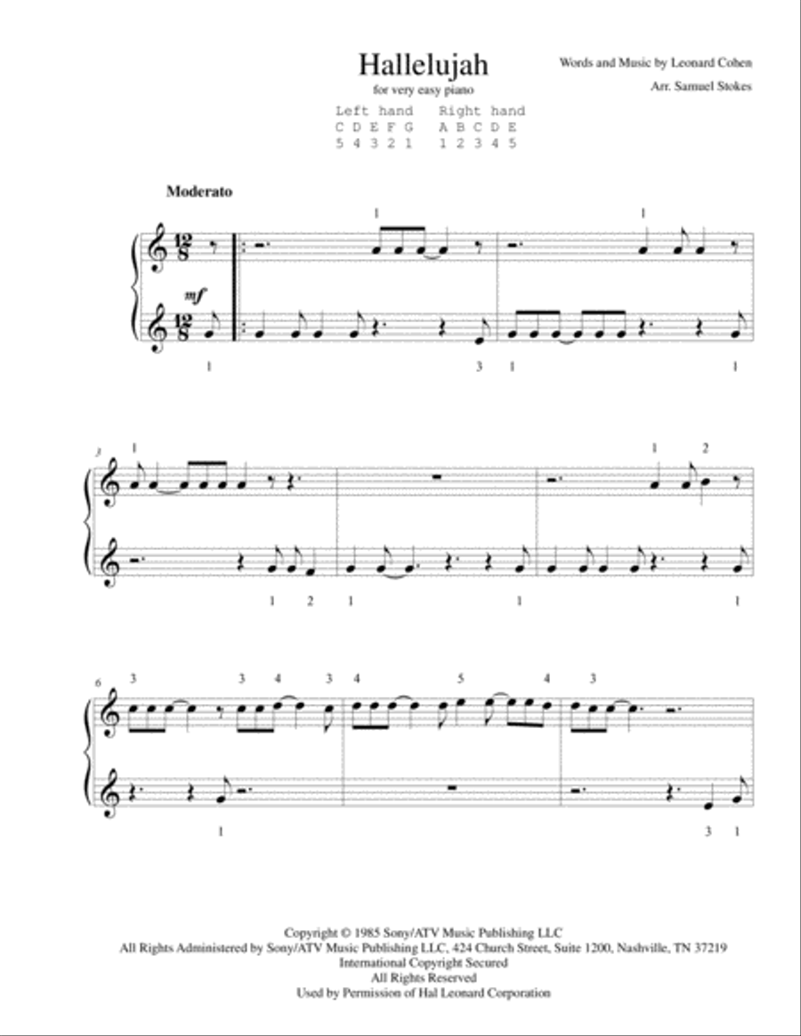 Hallelujah Hallelujah Easy Piano scores gallery preview page 1