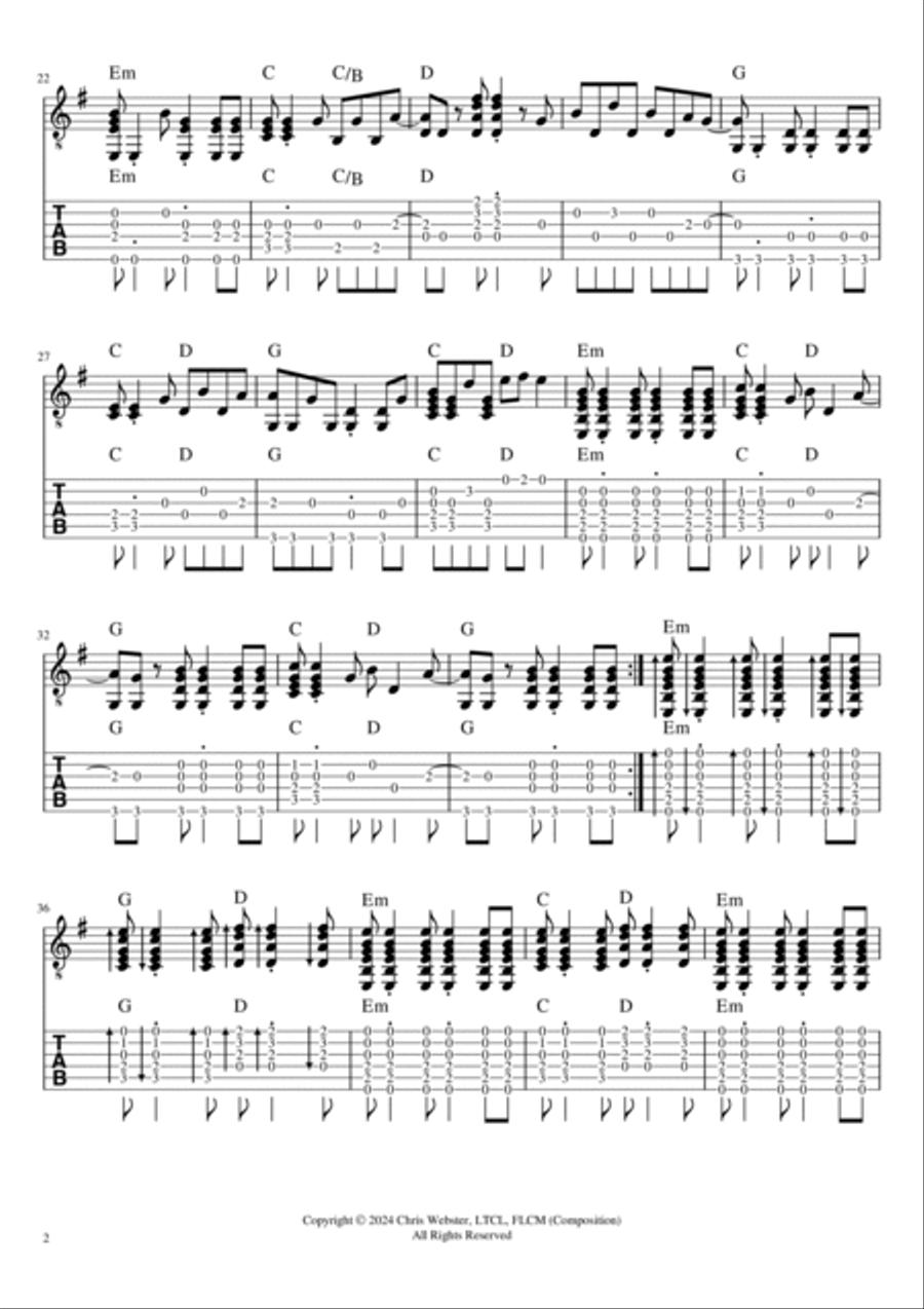 Redemption Song Guitar Tablature scores gallery preview page 2