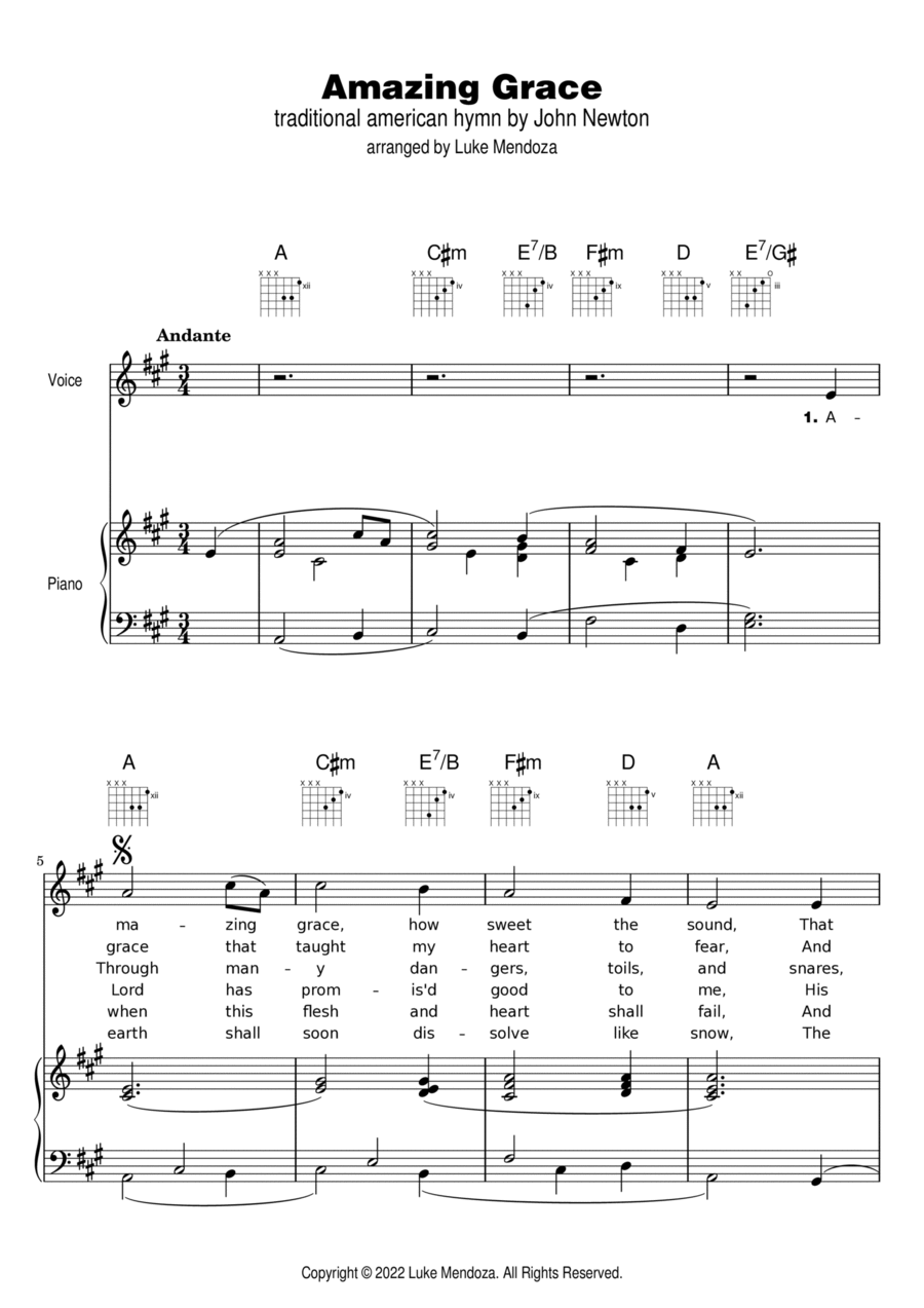 Amazing Grace Voice scores gallery preview page 1