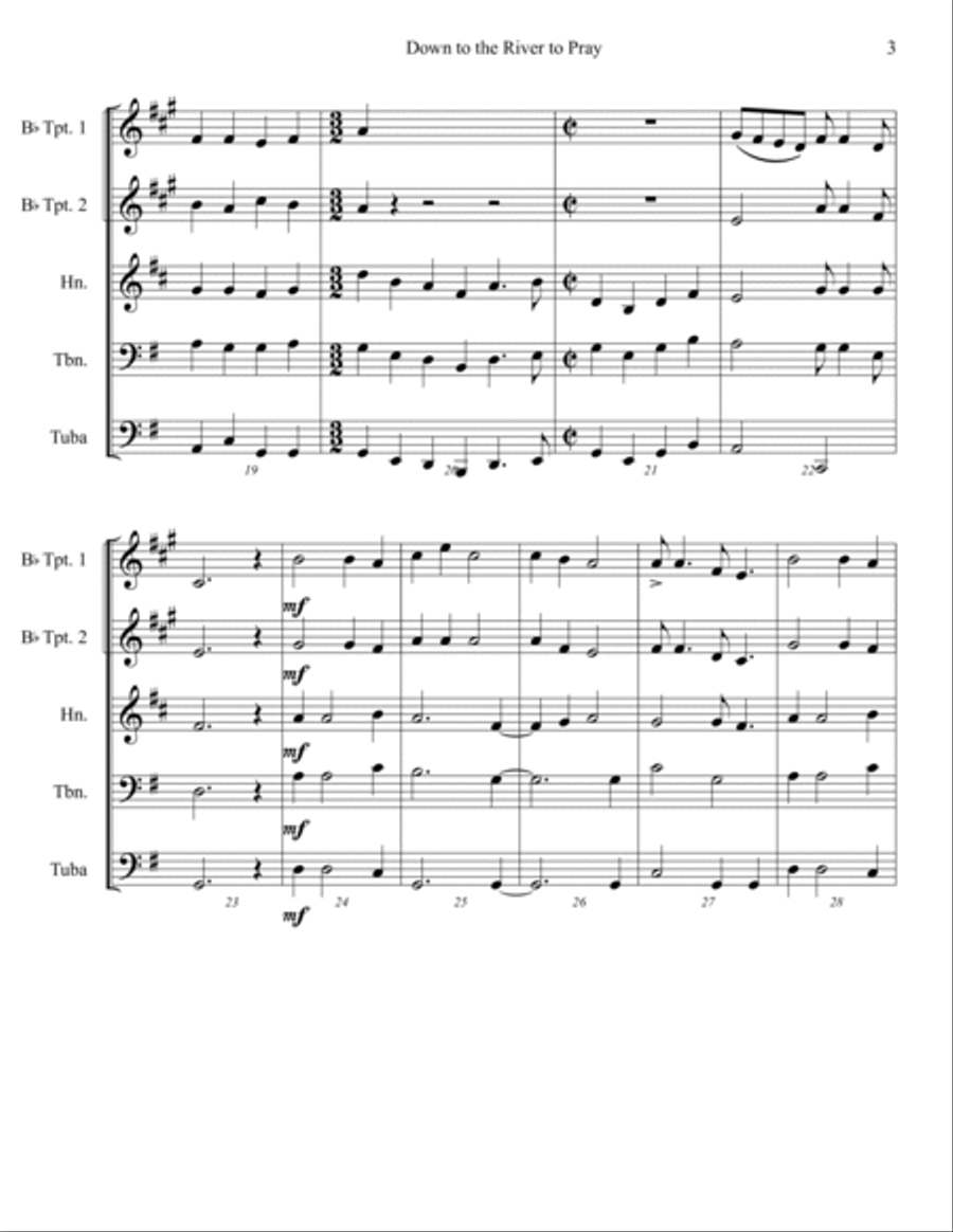 Down to the River to Pray Brass Ensemble scores gallery preview page 5