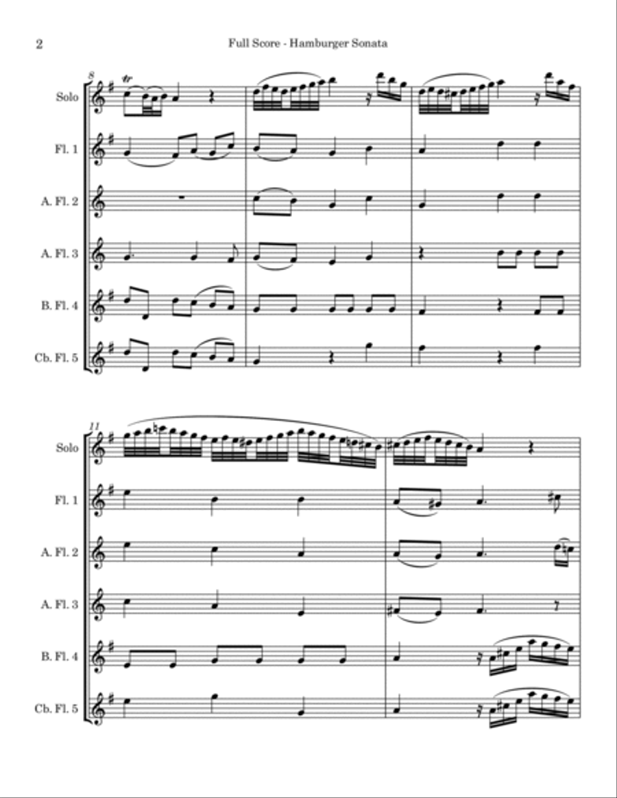 Hamburger Sonata H564 Flute Choir scores gallery preview page 2