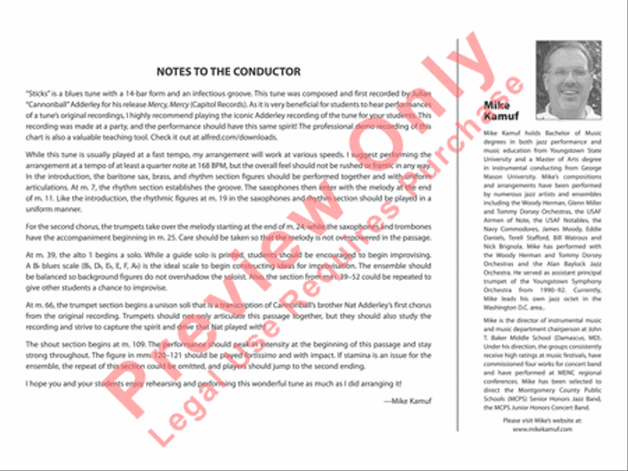 Sticks Sticks Jazz Ensemble scores gallery preview page 3