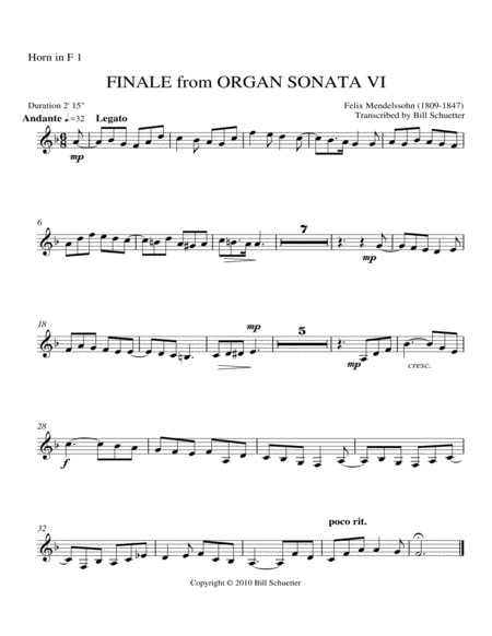 Finale from Organ Sonata Vi image number null