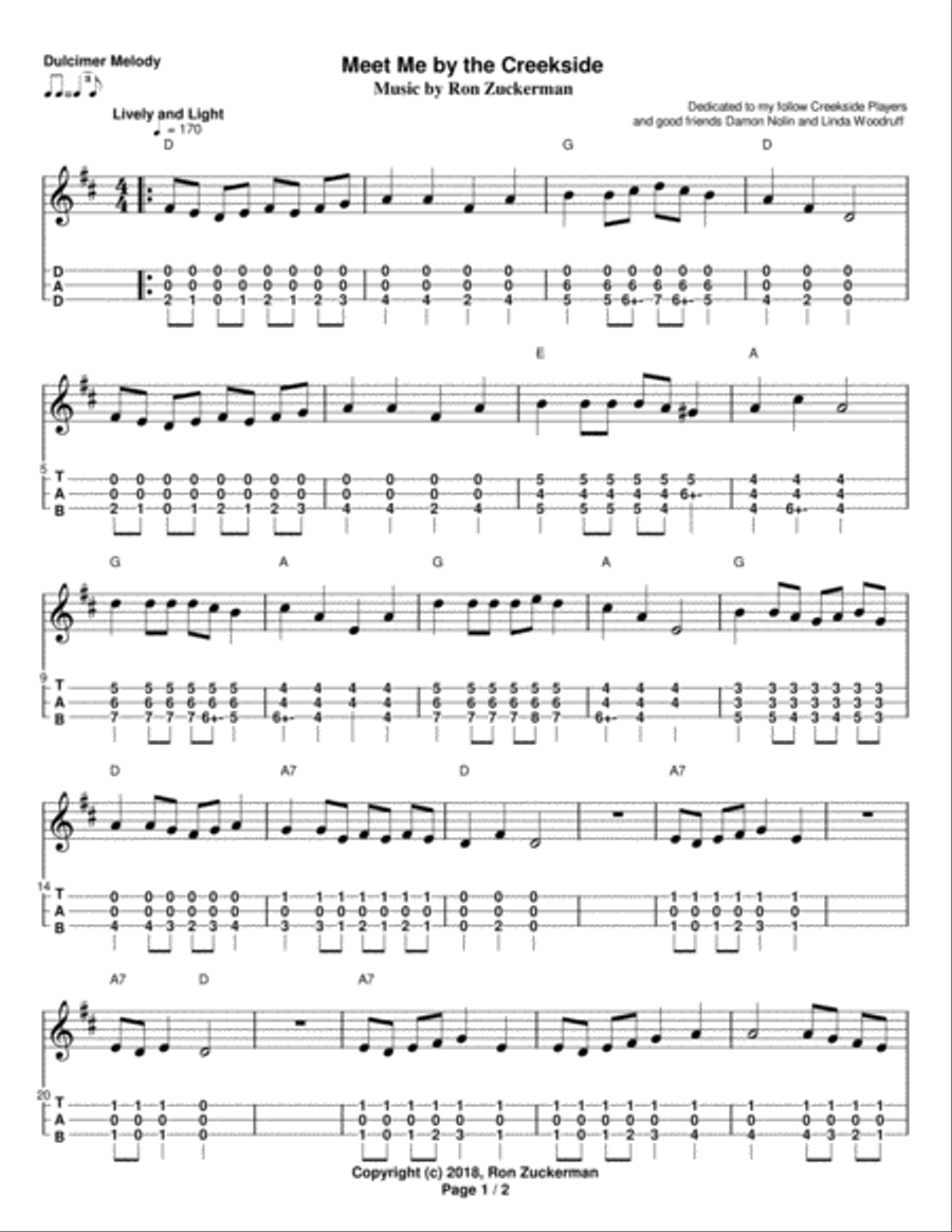 Meet Me by the Creekside Dulcimer scores gallery preview page 2