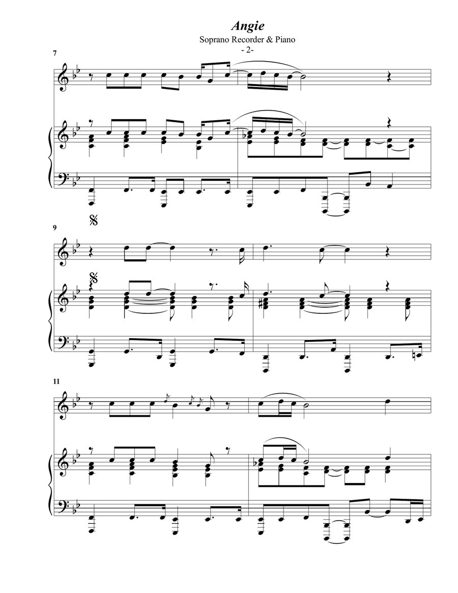 Angie Angie Piano scores gallery preview page 2