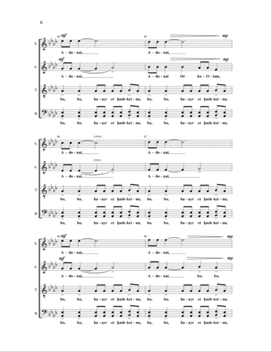 Adoni Or HaOlam 4-Part scores gallery preview page 5