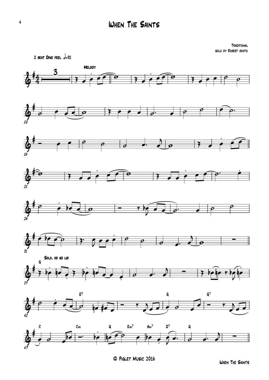 When The Saints Go Marching In (Dixieland trumpet solo) Trumpet Solo scores gallery preview page 2